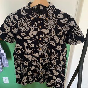 Club Monaco Navy Flower Print Short-Sleeve